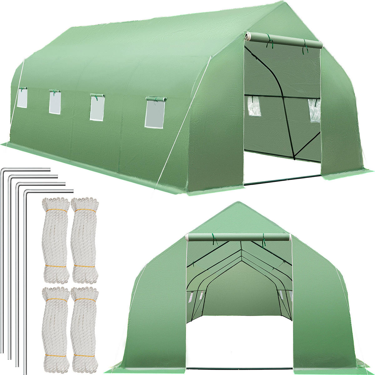 FOLIENGEWÄCHSHAUS, 600 x 300 x 205 cm,grün - Grün, Kunststoff (300/205/600cm) - tectake