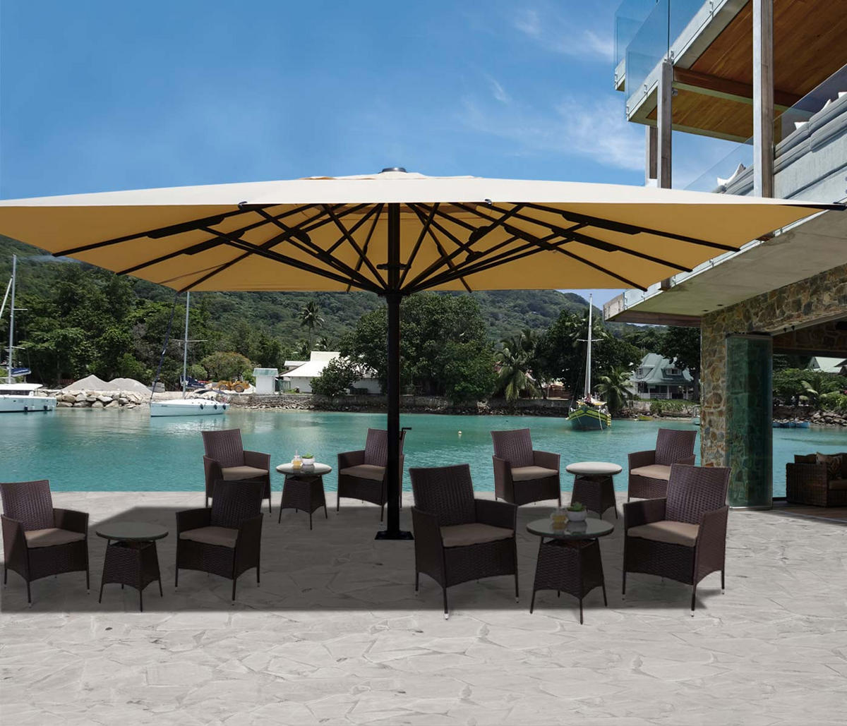 GASTRONOMIE-LUXUS-SONNENSCHIRM Cremeweiß - Weiß, Textil (500/500cm) - MCW