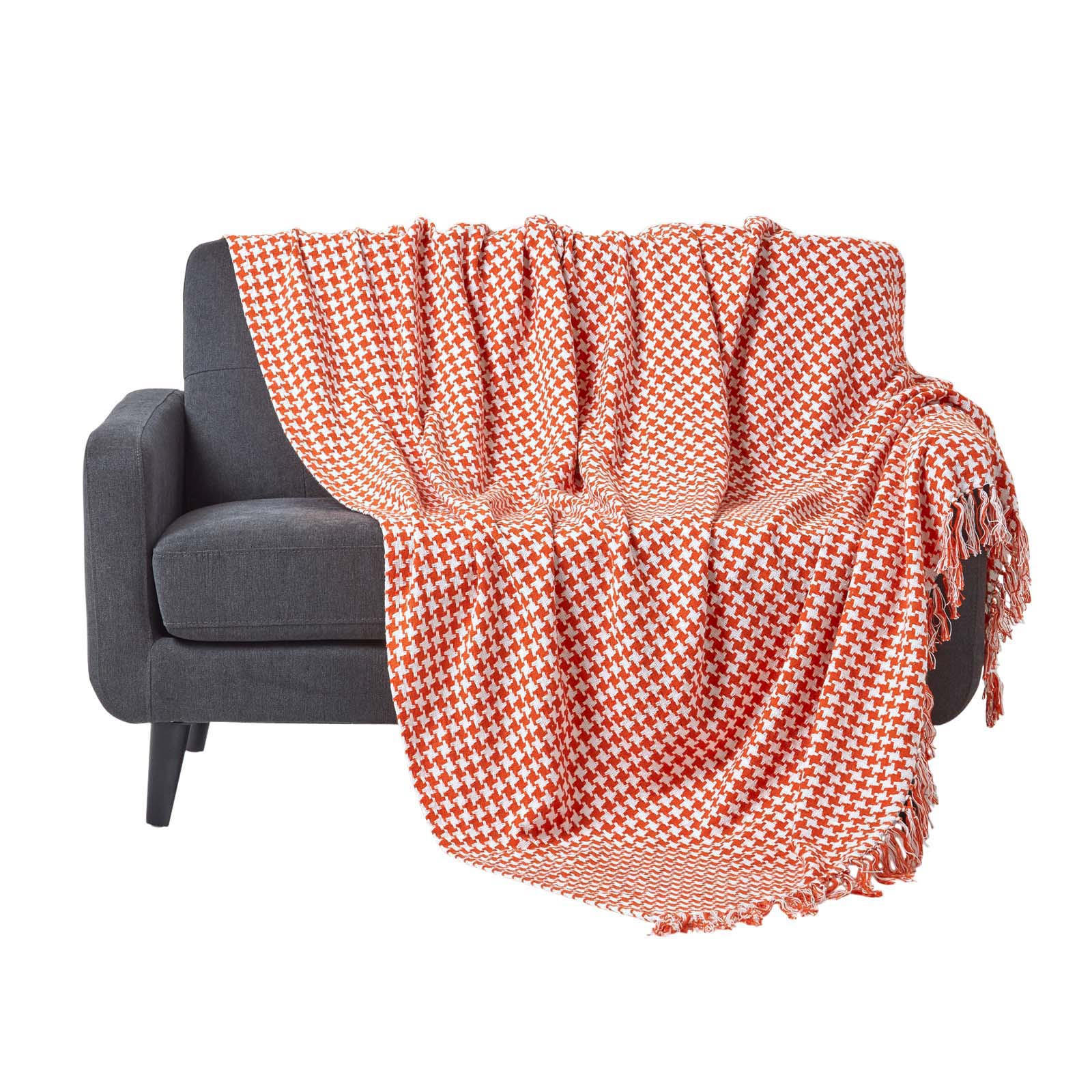 TAGESDECKE 255/360 cm, Hahnentritt-Muster - Orange, Textil (255/360cm) - Homescapes