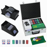 POKERSET DE-10830 300 Chips & Kartenmischer für 8 Spieler Silber - Silberfarben, Metall (30/36cm) - ComfortXL