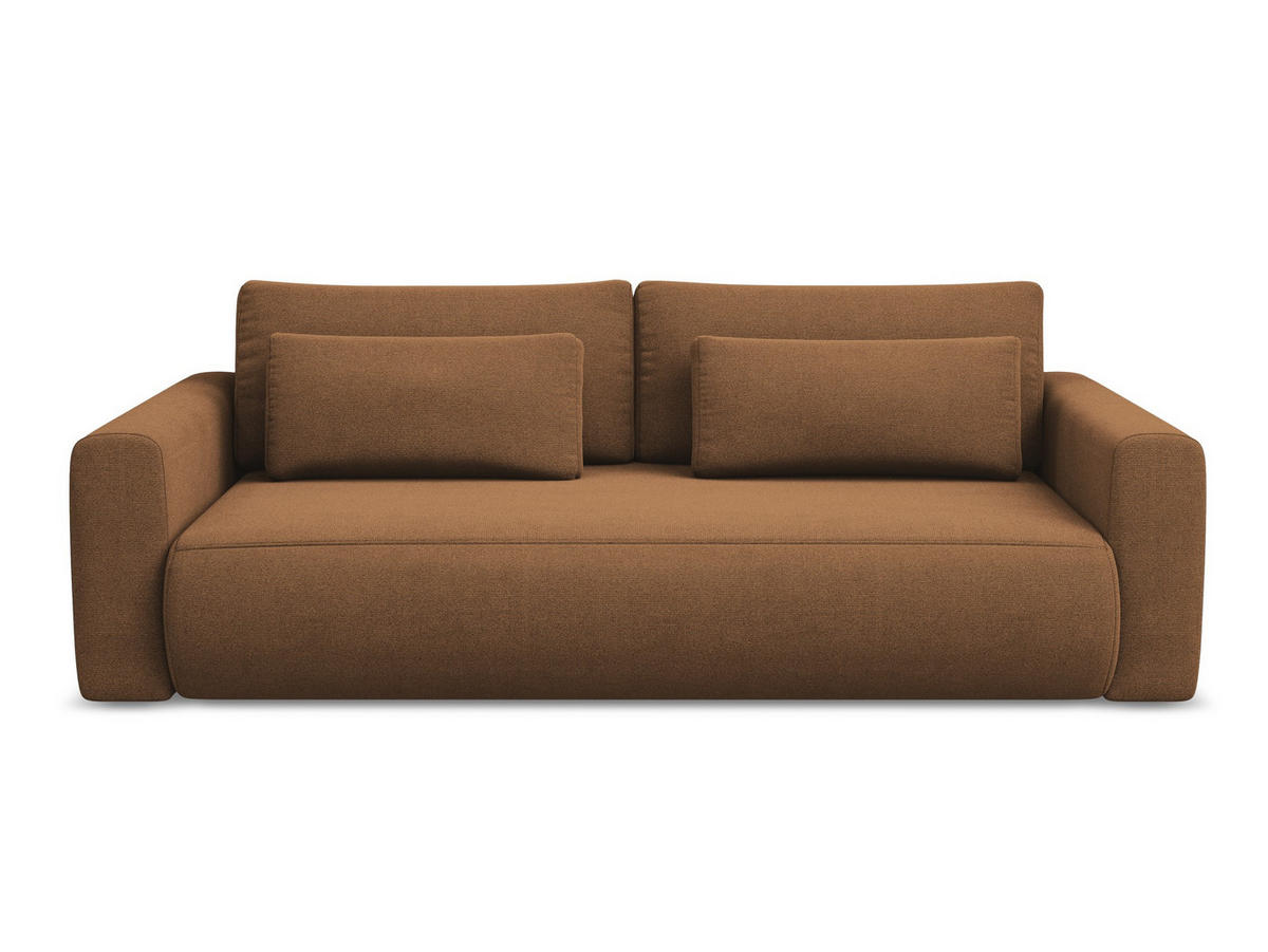 3-SITZER SOFA mit Schlaffunktion Strukturstoff Stoff Orange - Terra cotta/Schwarz, Kunststoff/Textil (238/82/105cm) - Makamii