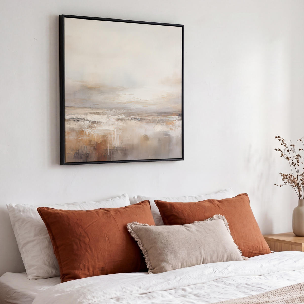 LEINWAND Bilder mit Rahmen - Kunst - Industriell - Grau - Braun - Abstrakt - 50x50 - Sandfarben, Textil (50/50cm) - MuchoWow