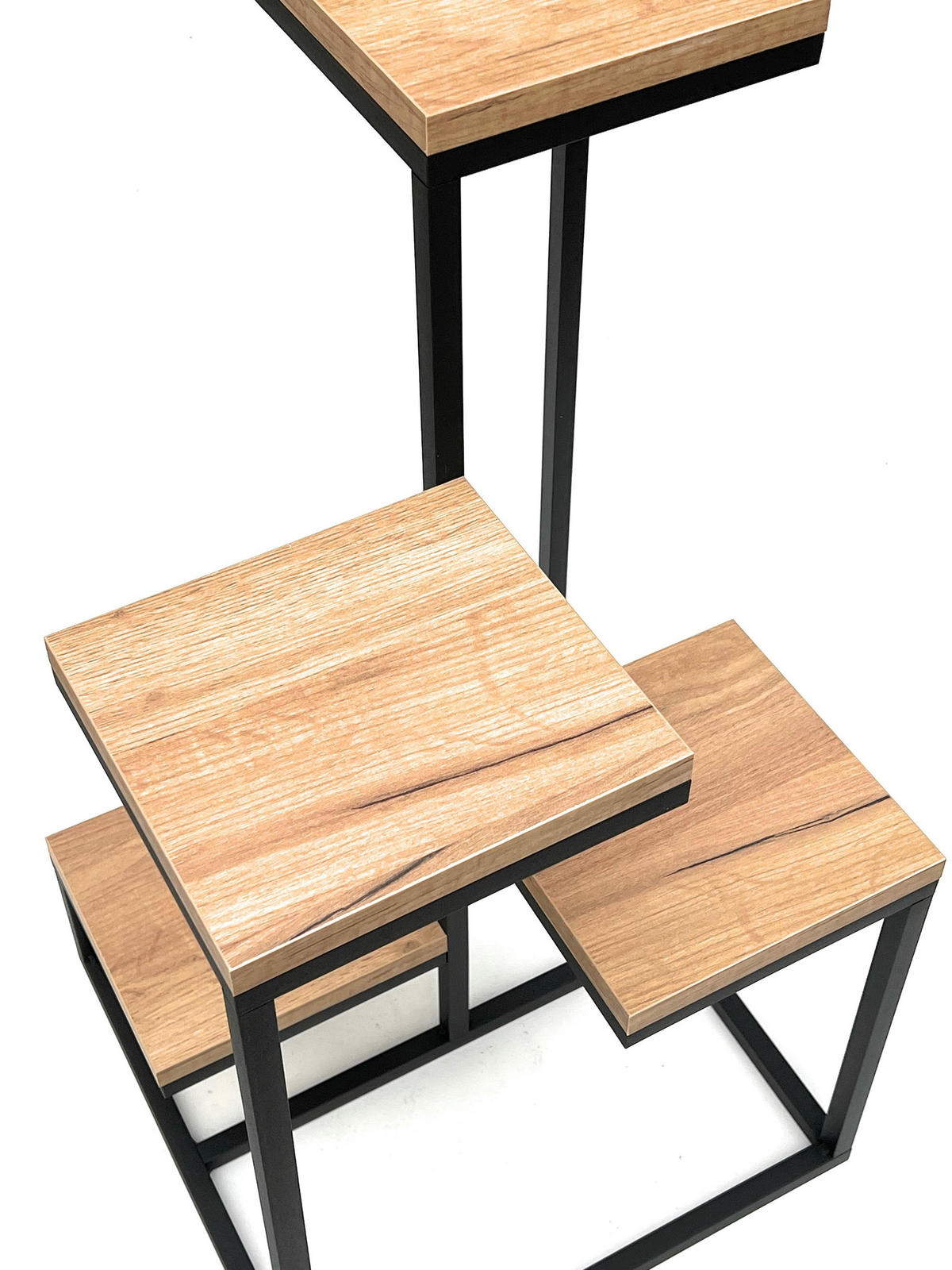 BLUMENTREPPE 3 Ebenen Metall/Holz Schwarz 40/40/75 cm - Schwarz, Metall (40/75/40cm) - DanDiBo