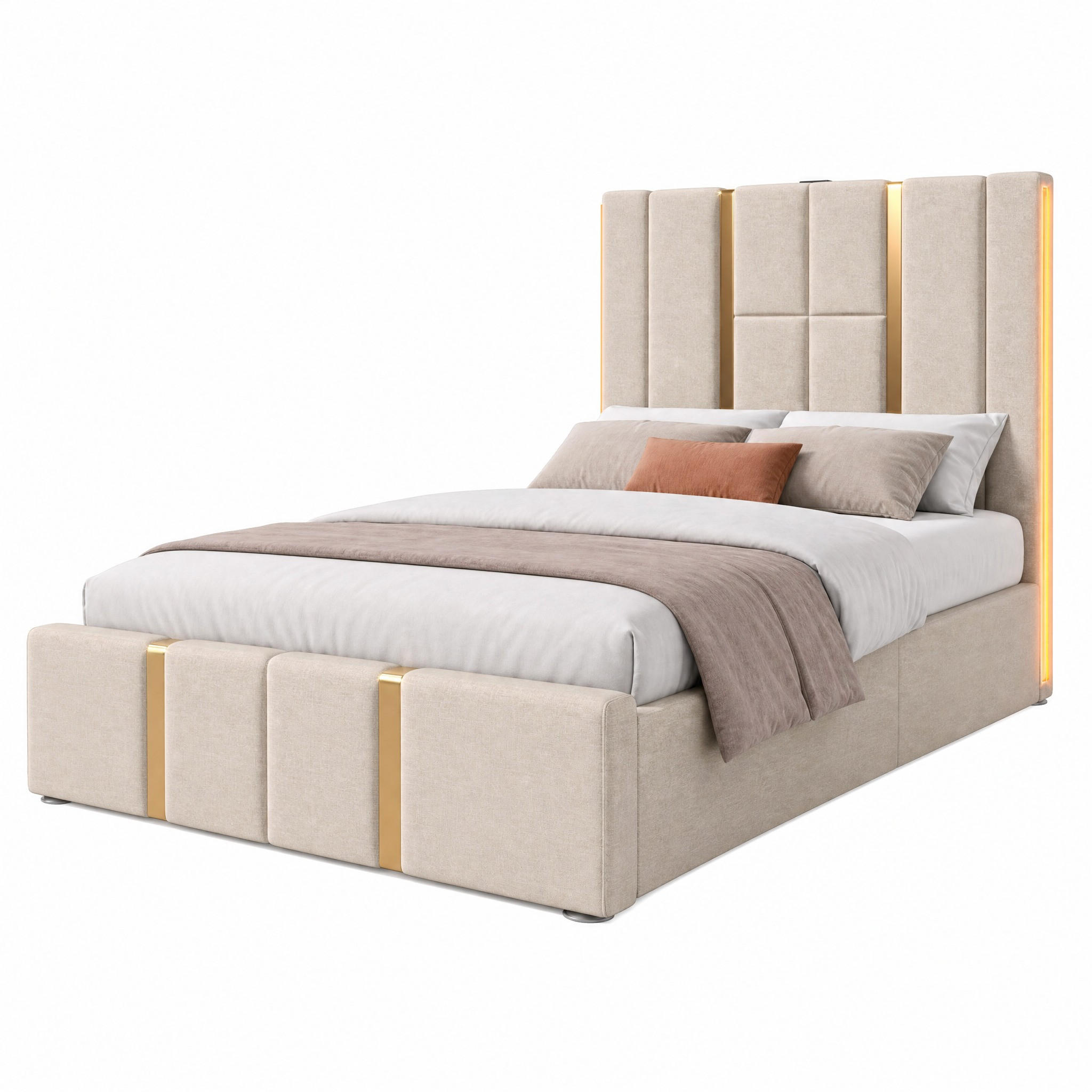 Beauniv Polsterbett Beige 90x200 cm