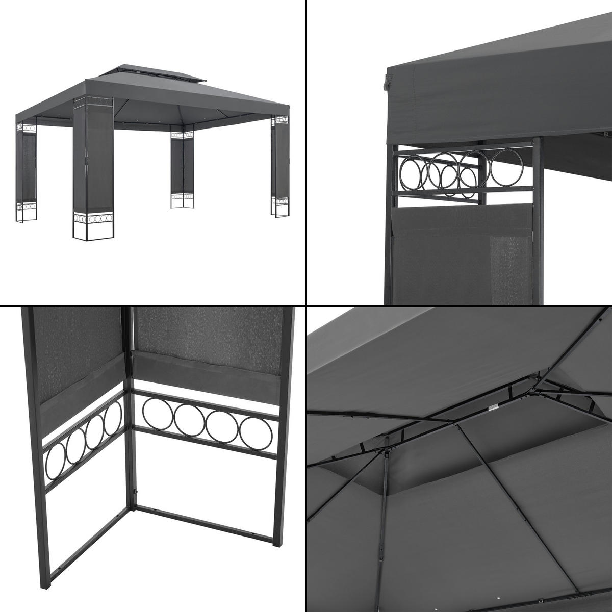 PAVILLON Lanciano - Dunkelgrau, Textil/Metall (400/265/300cm) - [en.casa]