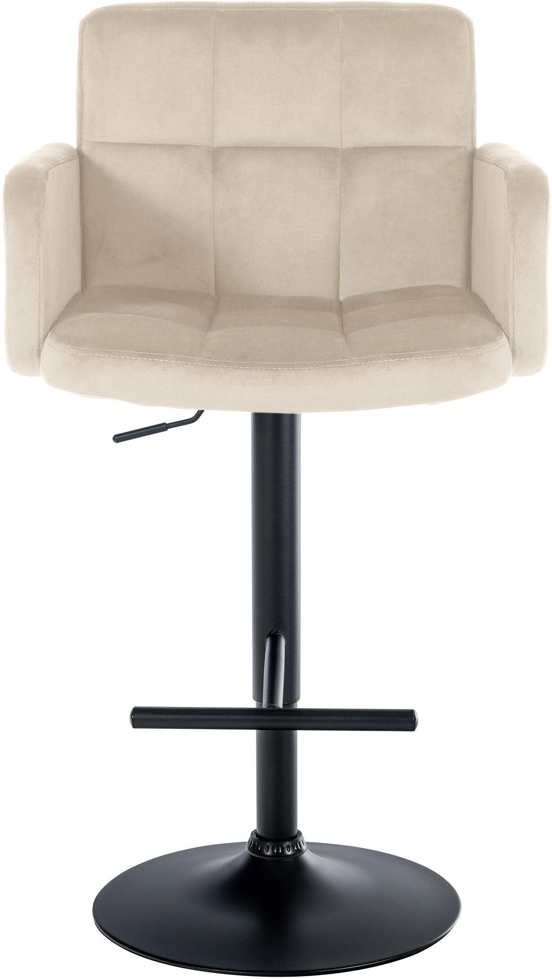 BARHOCKER 2er Set Sutun Samt Creme Schwarz - Creme, Textil/Metall (60/93/56cm) - DELUKE