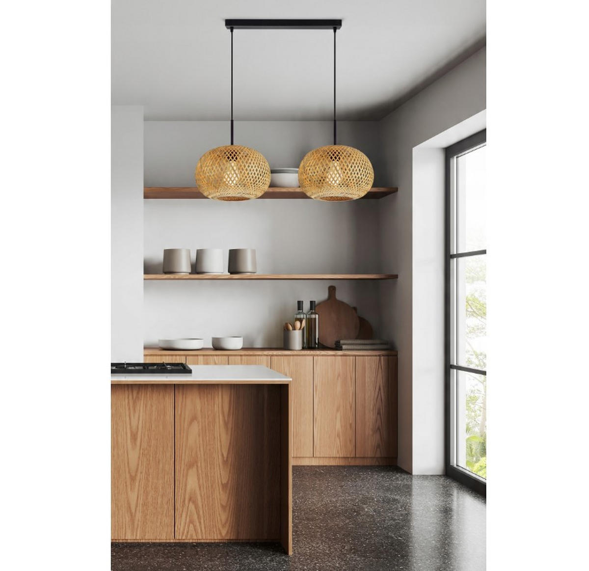 PENDELLEUCHTE BOHO - Beige, Holz/Metall (28/75/100cm) - kiki design