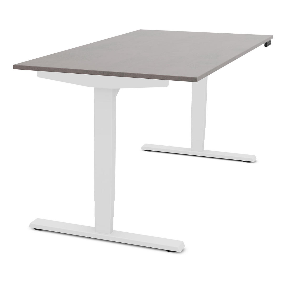 SCHREIBTISCH Elektrisch höhenverstellbarer Schreibtisch Y-Line Sichtbeton Anthrazit Signalweiß 160/70/62-127cm - Schieferfarben/Weiß, Holzwerkstoff/Metall (70/160/127cm) - ASSMANN