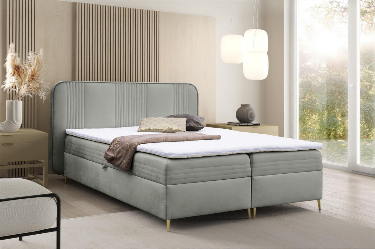 BOXBETT Alize - Grau, Holzwerkstoff/Textil (120/200cm) - Fun Möbel