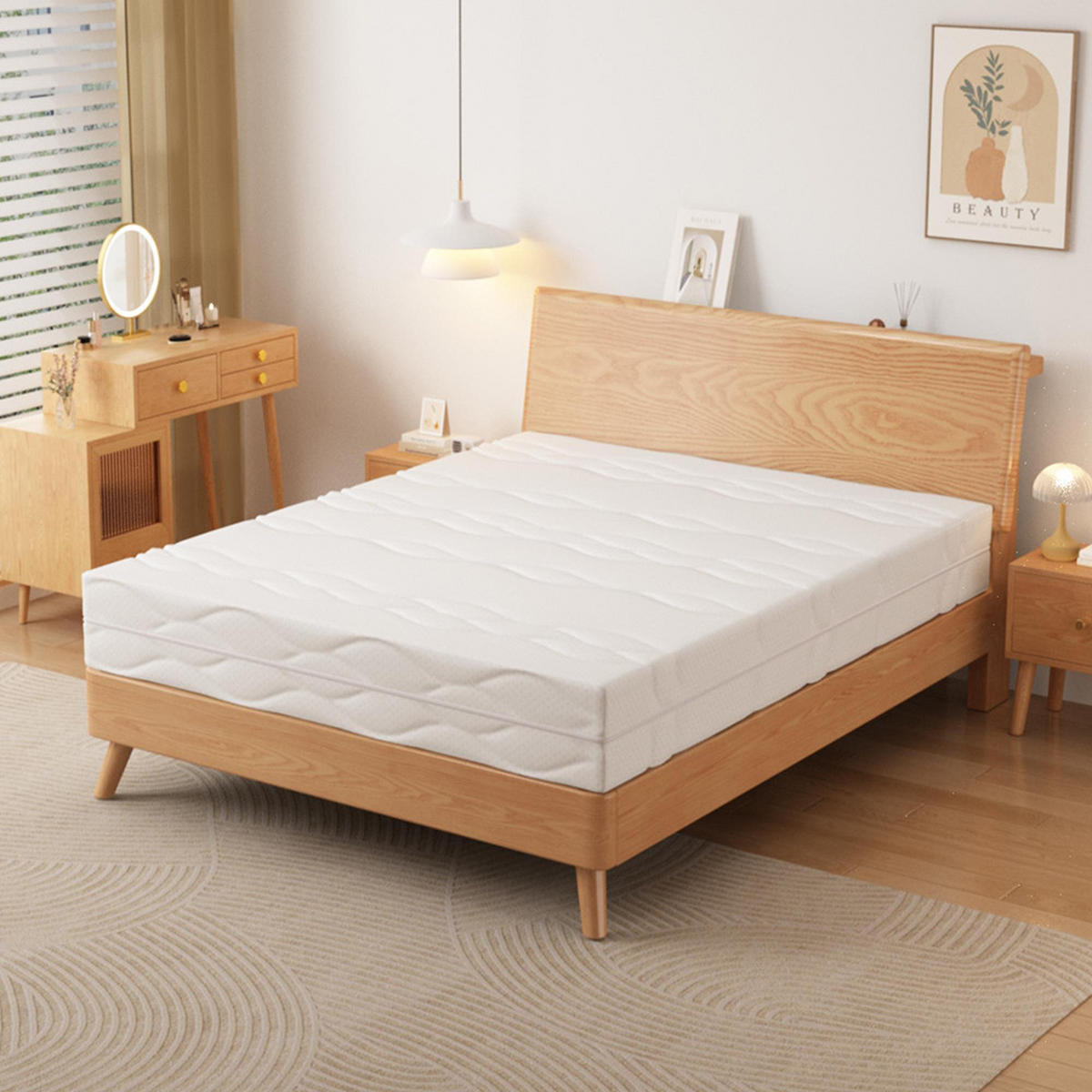 TASCHENFEDERKERNMATRATZE Härtegrad H3- 7-Zonen-Matratze Dicke 20cm- 180 x 200 cm - Weiß, Textil (180/200cm) - KOMHTOM