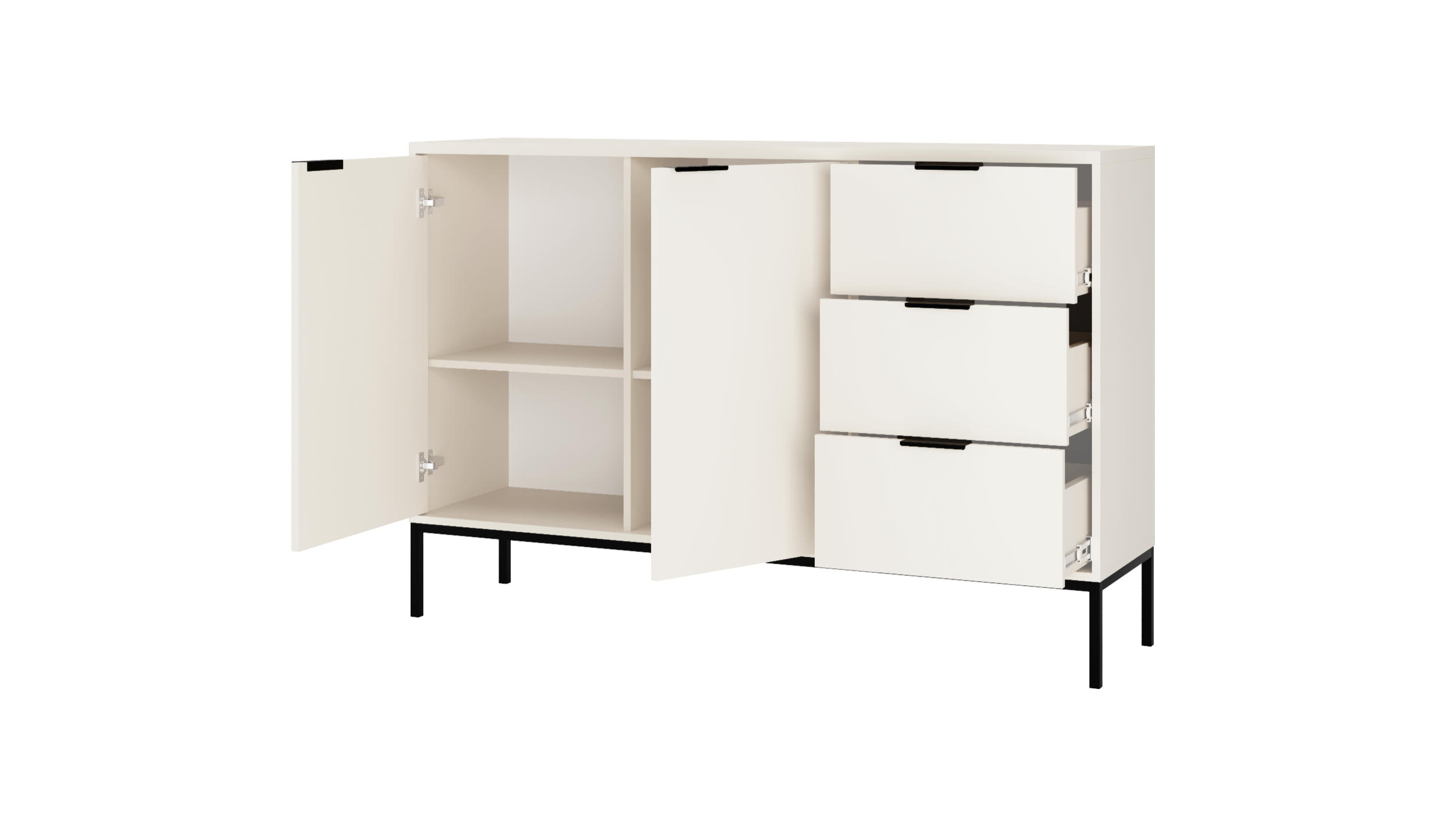 Thumbnail - Raumhirsch Furniture Kommode, Weiß, Schwarz, Holzwerkstoff, 3 Schubladen, 40x100x150 cm, Wohnzimmer, Kommoden & Sideboar...