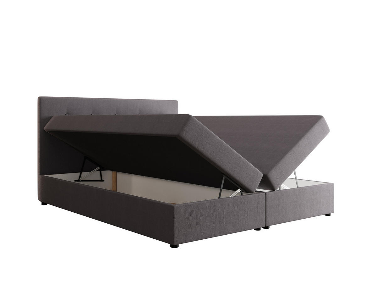 BOXBETT FADO 1 mit Matratze H3 und Topper 160x200 Cosmic 160 - Grau, Holz/Textil (160/200cm) - Bedante