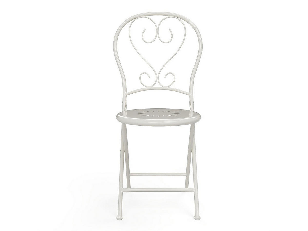 GARTENSTUHL - 41cm x 45cm - Stahl - weiß - GUERMANTES - Weiß, Metall (41/90/45cm) - Vente-Unique