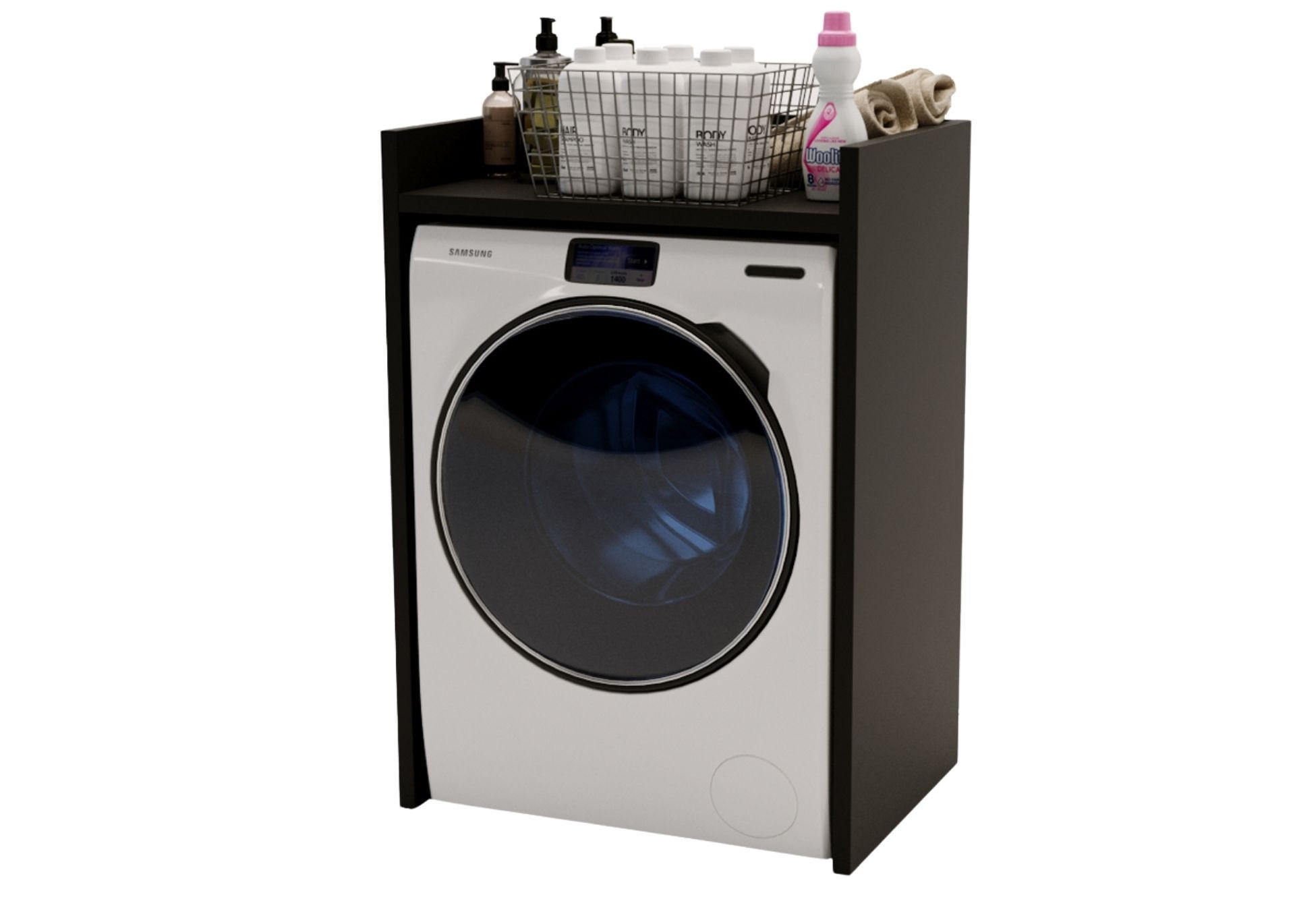 WASCHMASCHINENSCHRANK für Waschmaschine & Wäschetrockner 66/97/62 - Schwarz, Holzwerkstoff (66/97/62cm) - RAUMHIRSCH FURNITURE