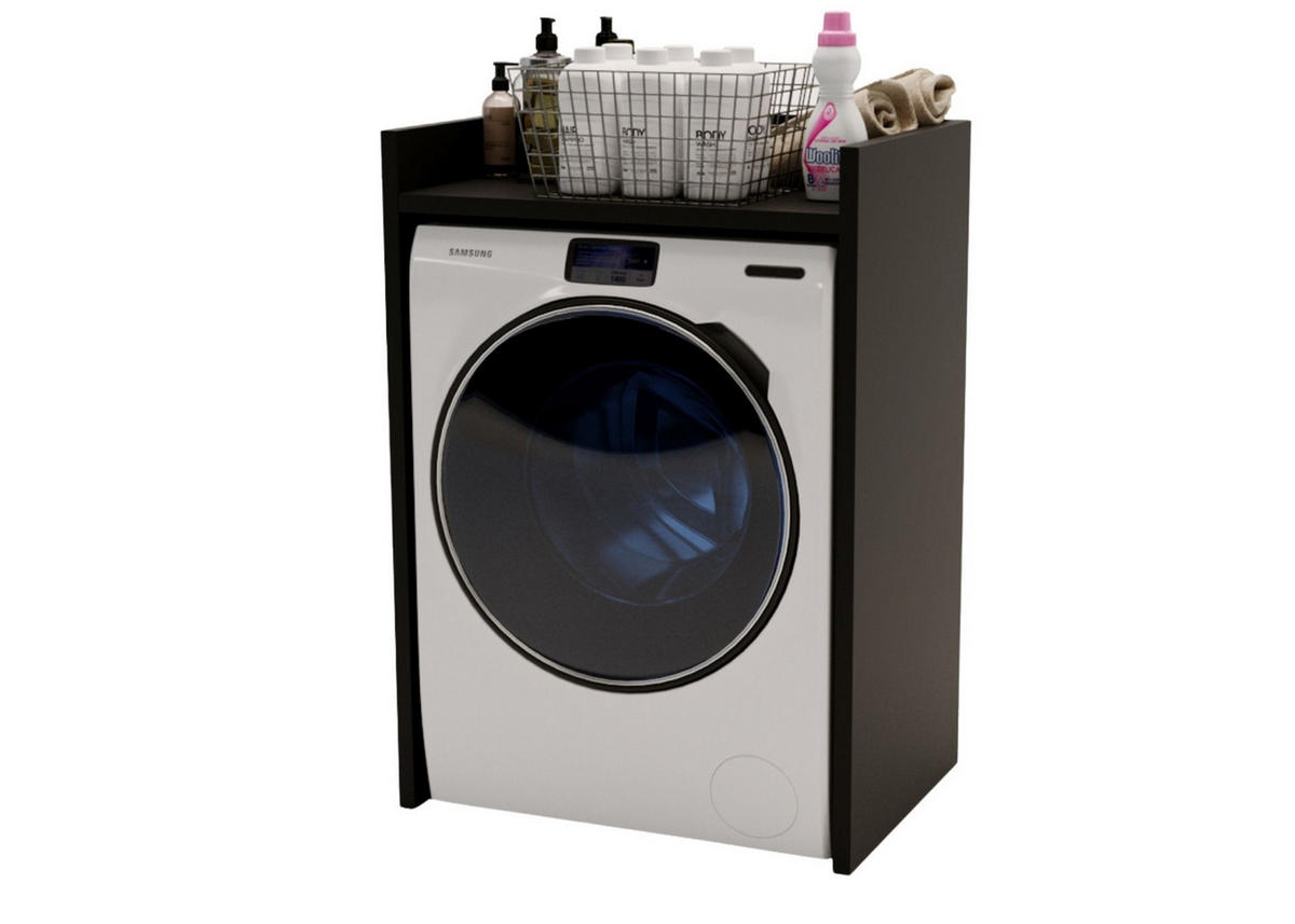 WASCHMASCHINENSCHRANK für Waschmaschine & Wäschetrockner 66/97/62 - Schwarz, Holzwerkstoff (66/97/62cm) - RAUMHIRSCH FURNITURE