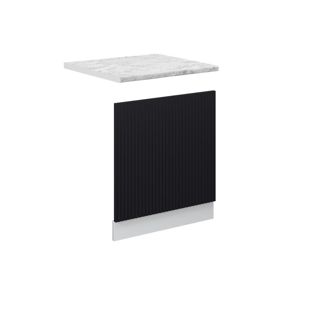 FRONTBLENDE Fame-Line, Schwarz gestreift, 60 cm, AP Marmor - Schwarz/Weiß, Holzwerkstoff (60/67.4/1.6cm) - Vicco