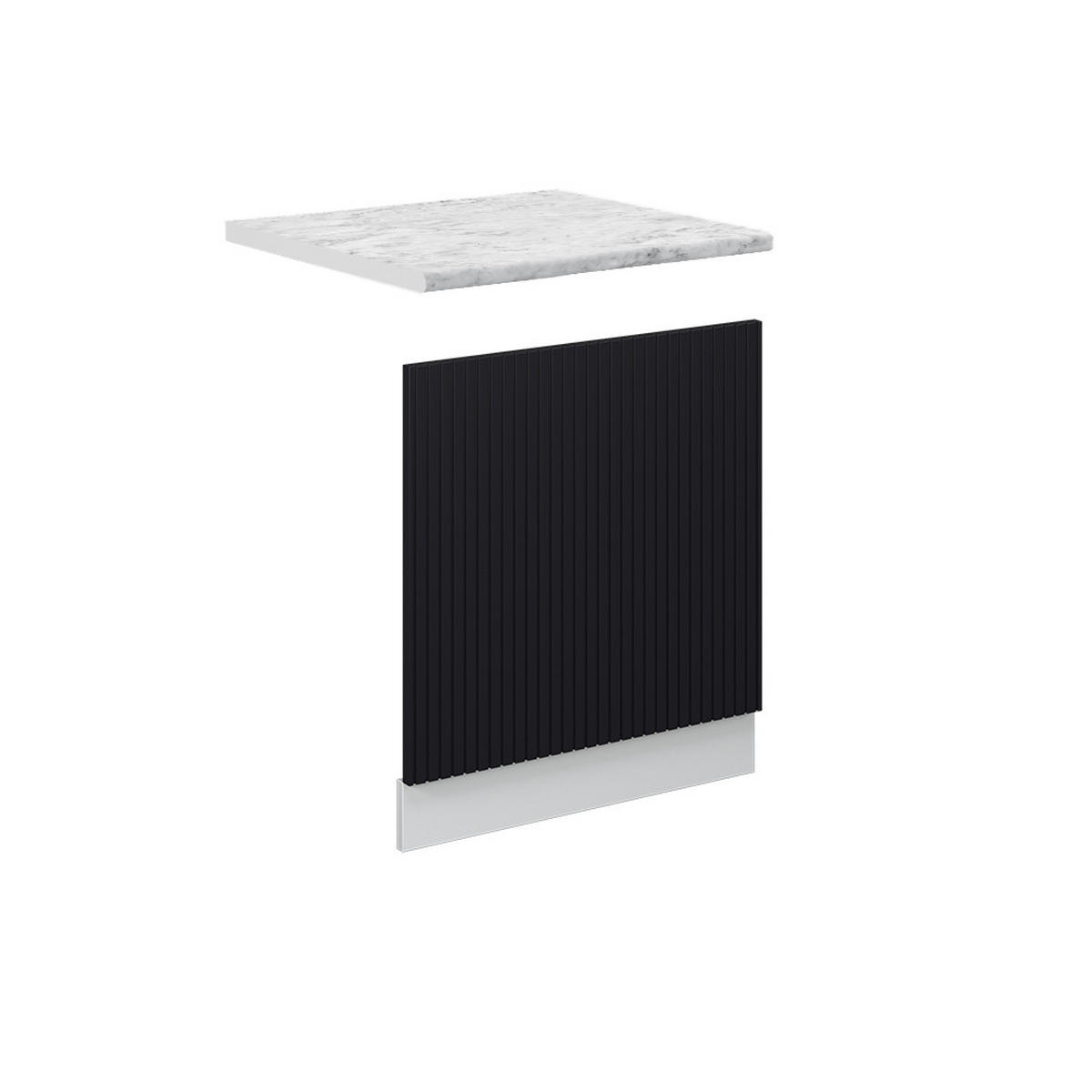 FRONTBLENDE Fame-Line, Schwarz gestreift, 60 cm, AP Marmor - Schwarz/Weiß, Holzwerkstoff (60/67.4/1.6cm) - Vicco