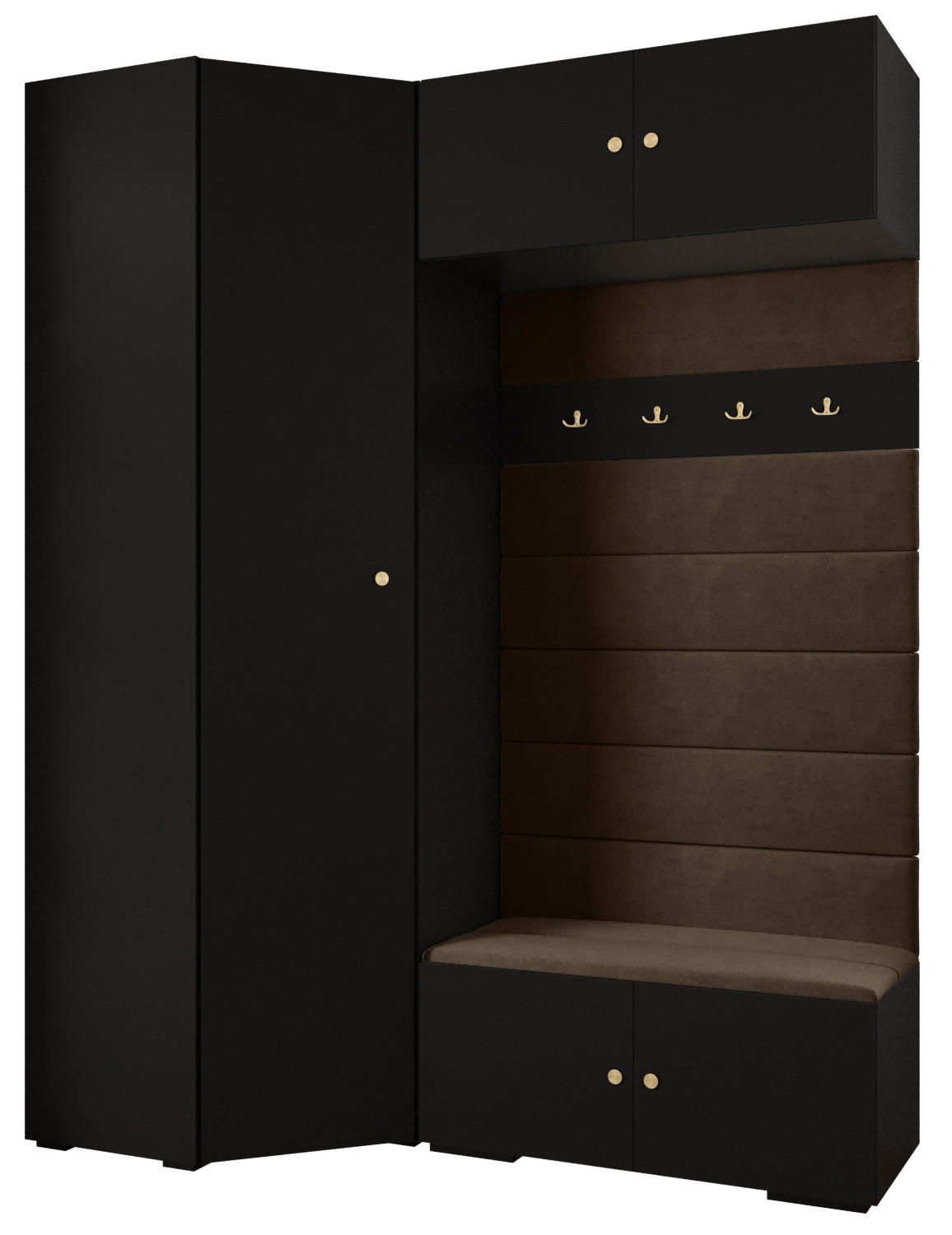 Abiks Möbel Garderoben-Set Schwarz, Braun, Gold 181.7x236.7x47 cm
