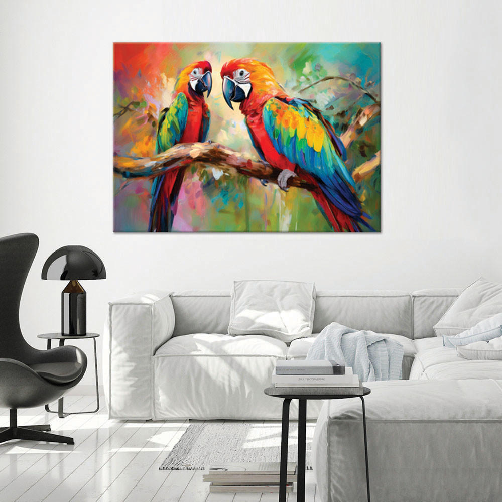 WANDBILD papageien vögel tiere bunt - Multicolor, Textil (60/40cm) - Feeby