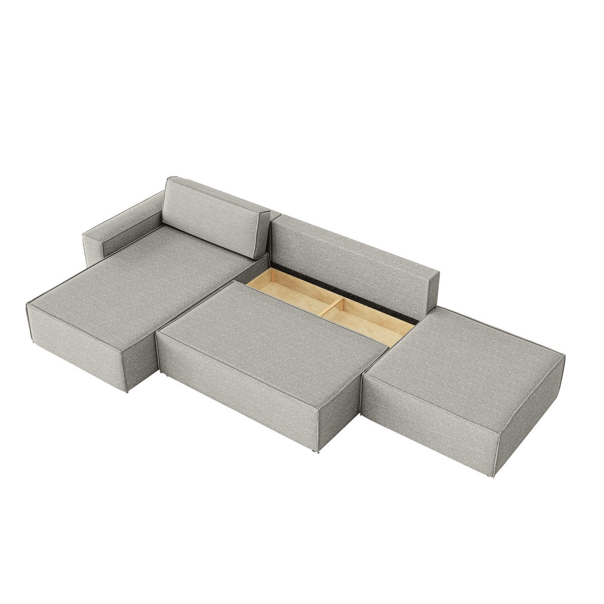 ECKSOFA Lummo La mit Schlaffunktion, Grau - Grau, Textil (363/185cm) - Fedve