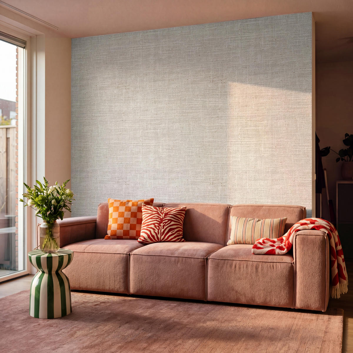 TAPETE - Leinen - Textur - Beige - 260x280 cm - Creme, Papier (260/280cm) - OnlyWow