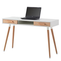 SCHREIBTISCH - Eiche teilmassiv - Weiß / Eiche - Braun/Weiß, Holz/Holzwerkstoff (45/120/75cm) - home24
