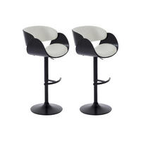 BARHOCKER 2er-Set höhenverstellbar - Bouclé-Stoff, Eschenfurnier & Metall - Weiß & Schwarz - JELSA - Schwarz, Textil (51/112/53cm) - Vente-Unique