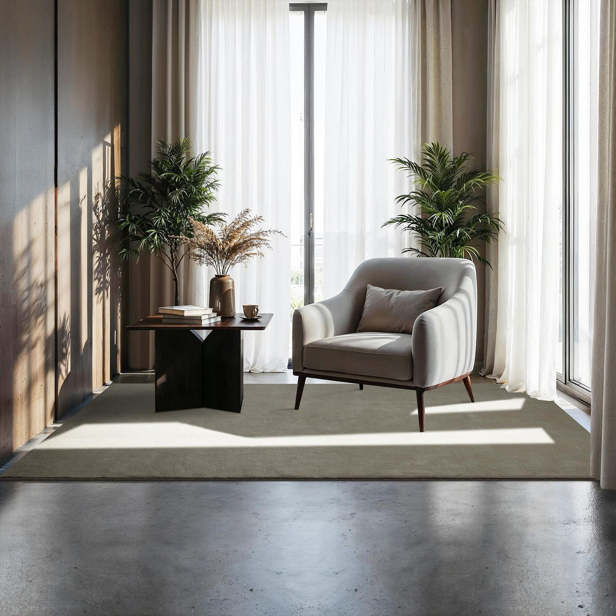 KURZFLORTEPPICH Soft Zone,rutschfeste Unterseite,Sand - Sandfarben, Kunststoff (170/120cm) - tectake