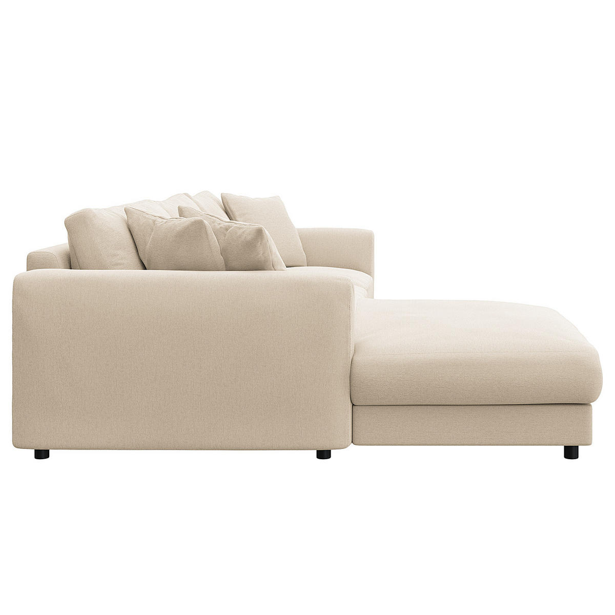 ECKSOFA mit Longchair - Beige/Schwarz, Holz/Kunststoff (286/183cm) - home24