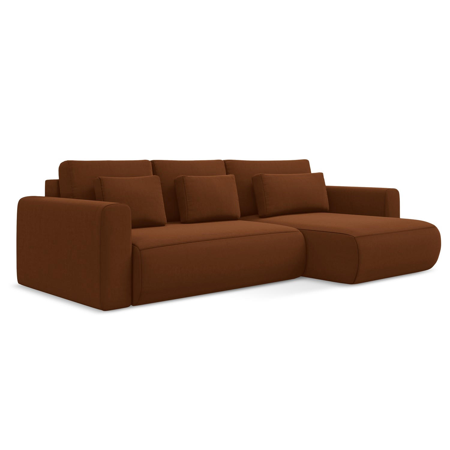 ECKSOFA mit Schlaffunktion Samt Stoff Orange - Terracotta/Schwarz, Kunststoff/Textil (278/149cm) - LaMiaSofa