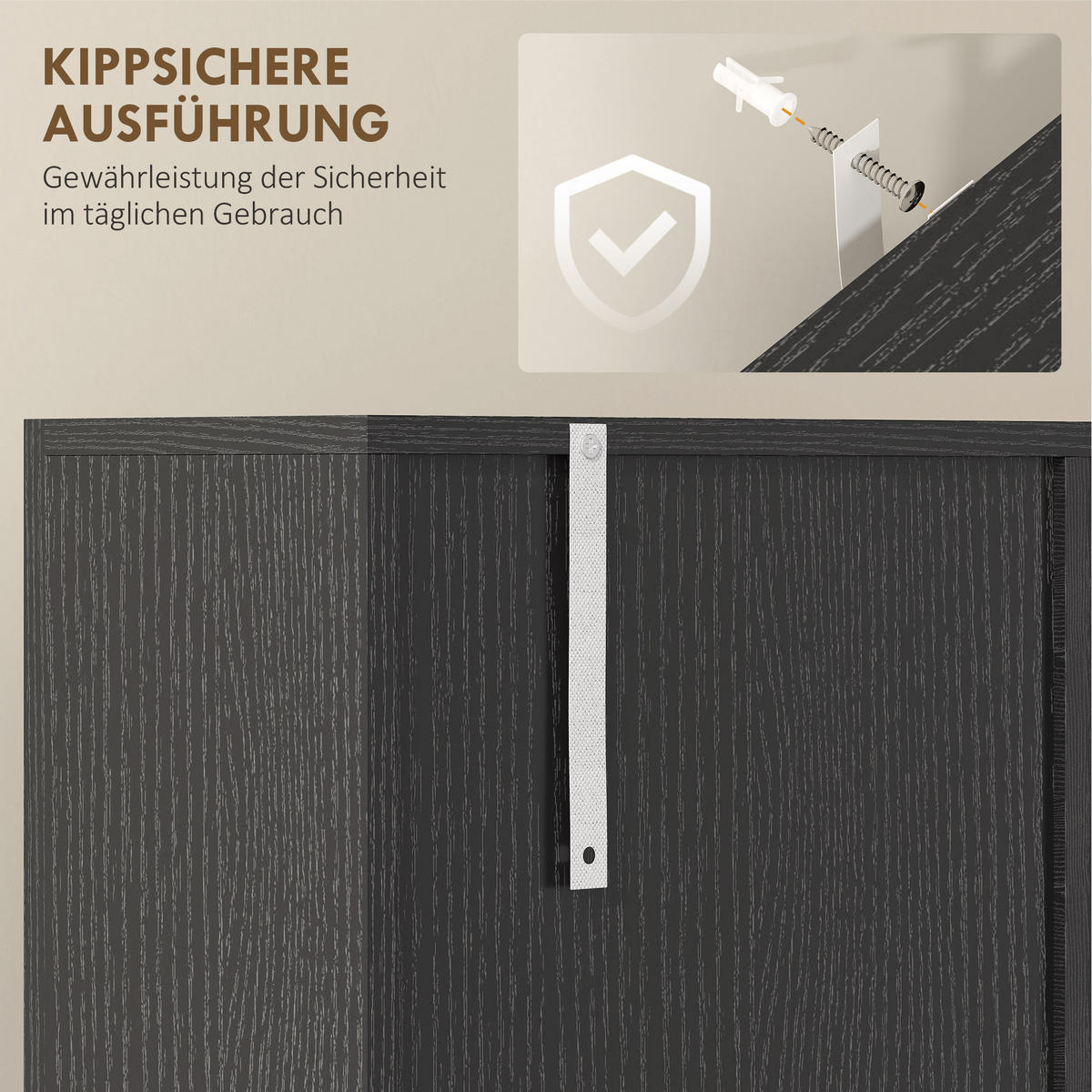 KÜCHENSCHRANK Hochschrank mit verstellbarem Regal Schublade Schwarz - Silberfarben/Schwarz, Holzwerkstoff/Metall (35/180/80cm) - HOMCOM