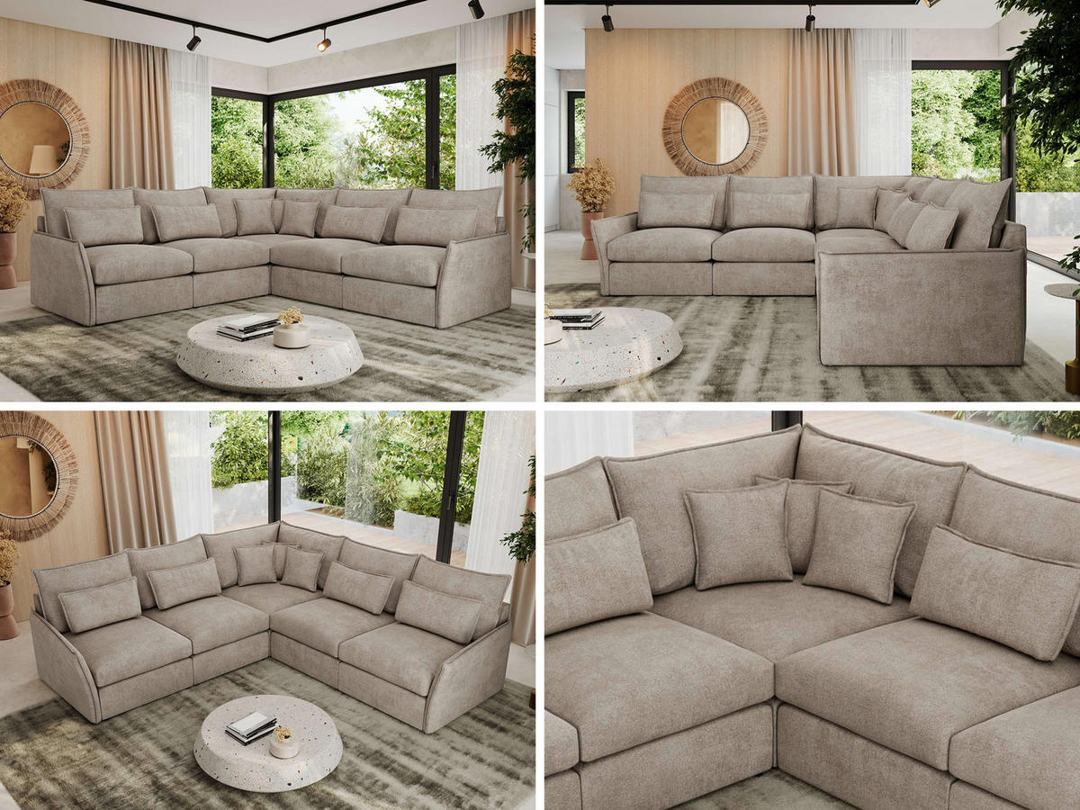 ECKSOFA VERSO L Beige Struktur - Beige/Schwarz, Kunststoff/Textil (270/270cm) - MKS
