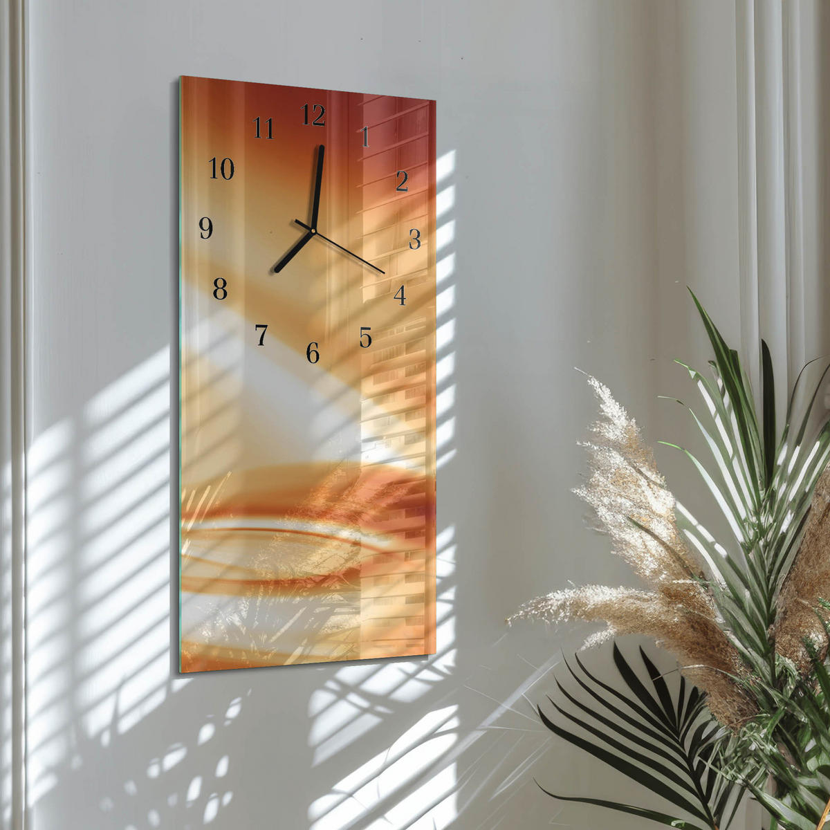 WANDUHR 60x30 cm - Tasse Kaffee - Orange, Glas (30/60/0.4cm) - TULUP