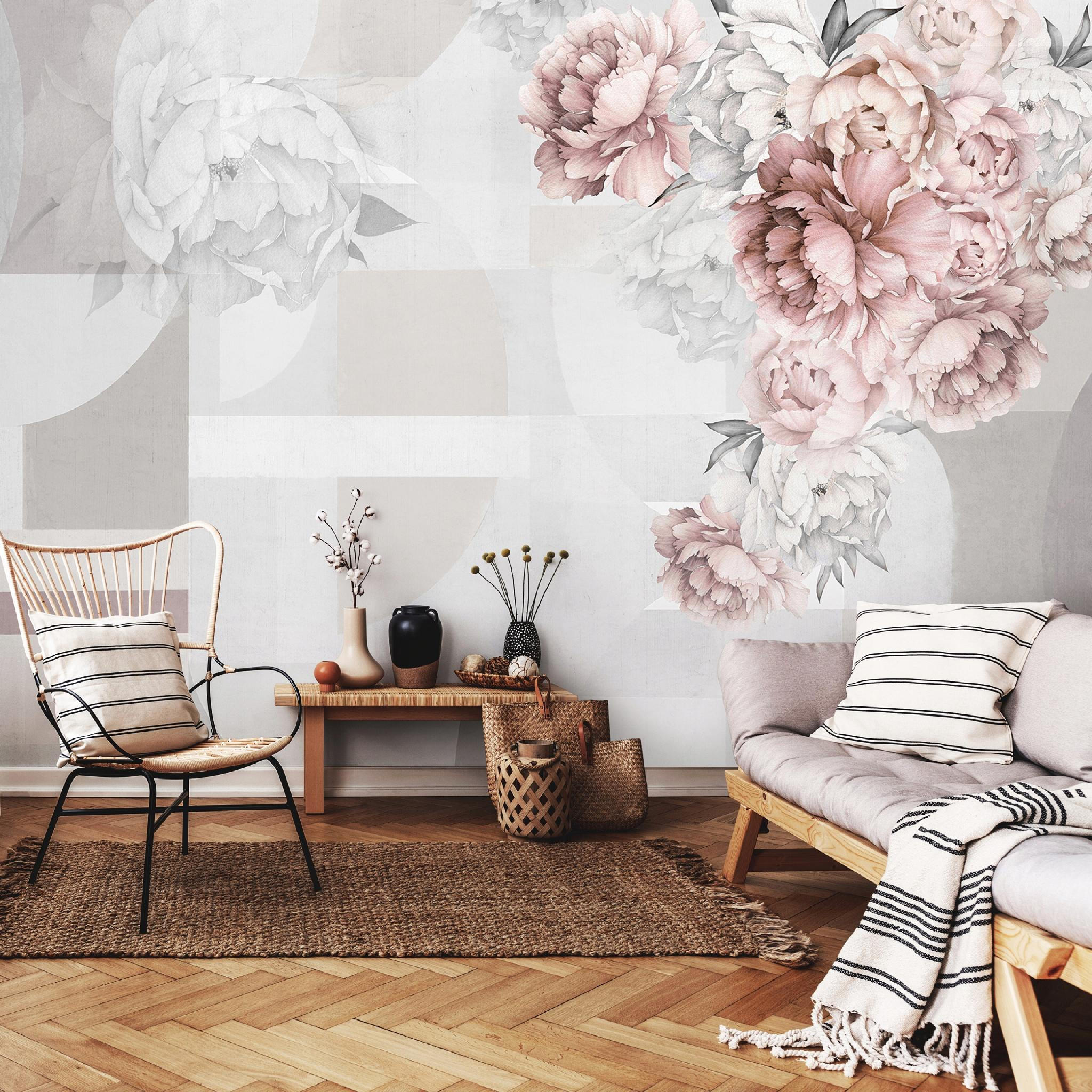 FOTOTAPETE Blumen 3D Grau 254x184 cm - Multicolor, Textil (254/184cm) - Wallarena