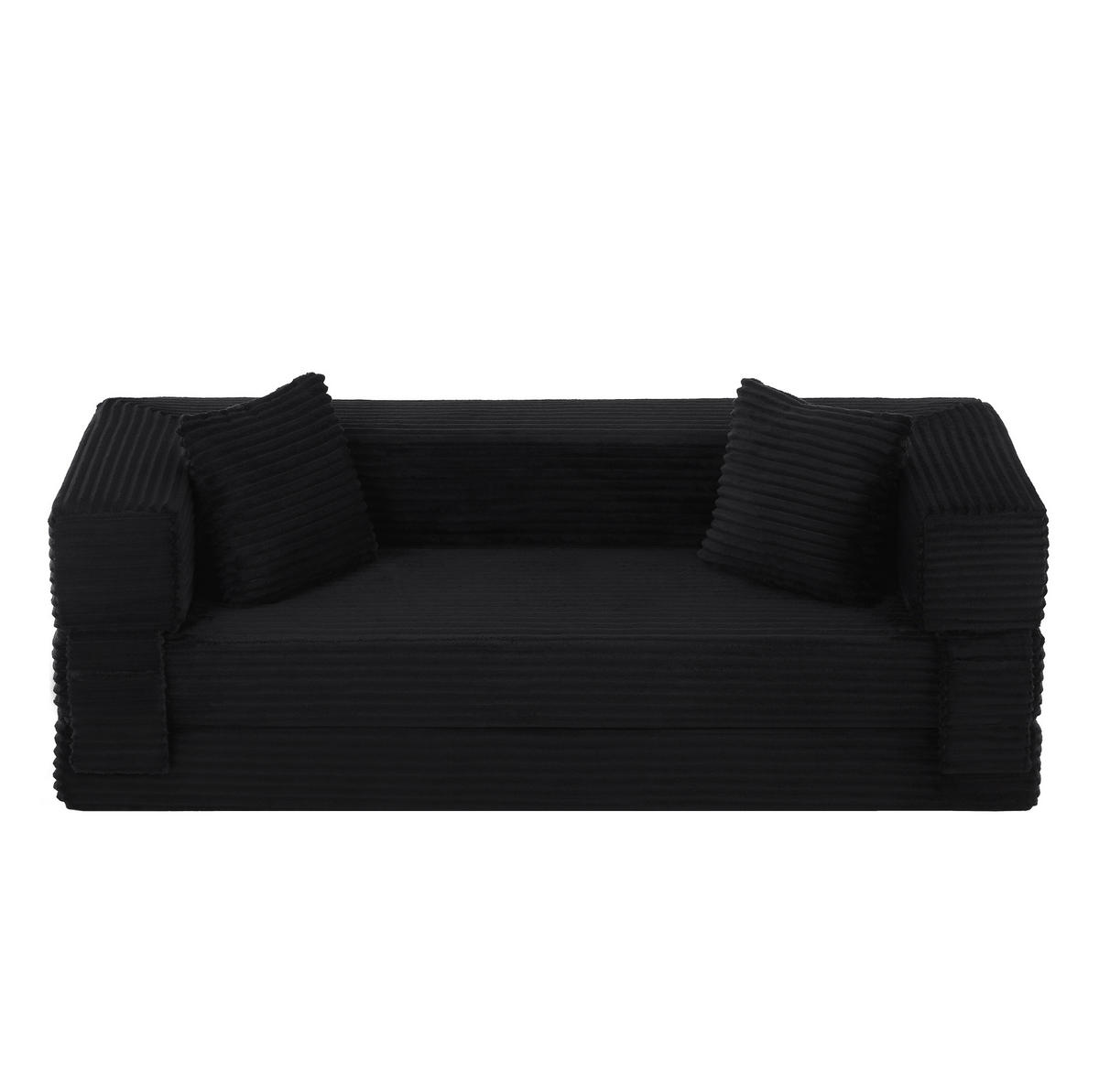 SOFA umwandelbar zum Bett Cord Schwarz - Schwarz, Kunststoff (76/60/200cm) - Meubliv