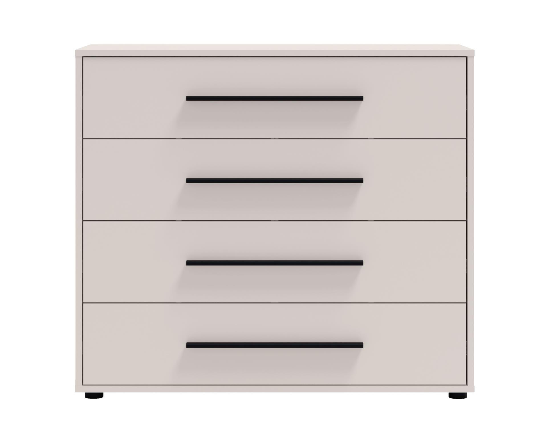 KOMMODE Maxivo Kaschmir, mit Schubladen - Kaschmir/Schwarz, Holzwerkstoff (90/87/40cm) - Bettso