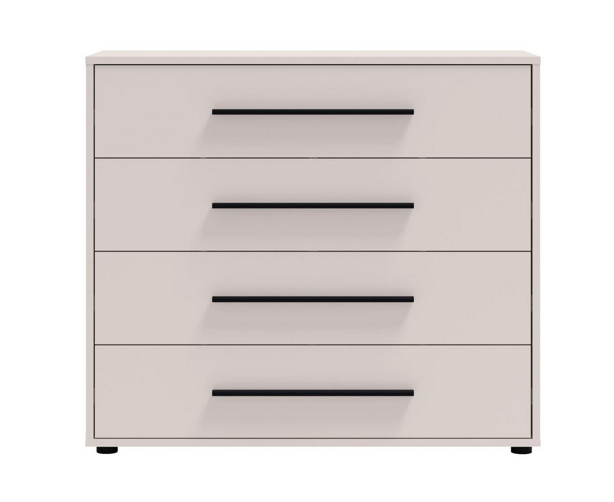 KOMMODE Maxivo Kaschmir, mit Schubladen - Kaschmir/Schwarz, Holzwerkstoff (90/87/40cm) - Bettso
