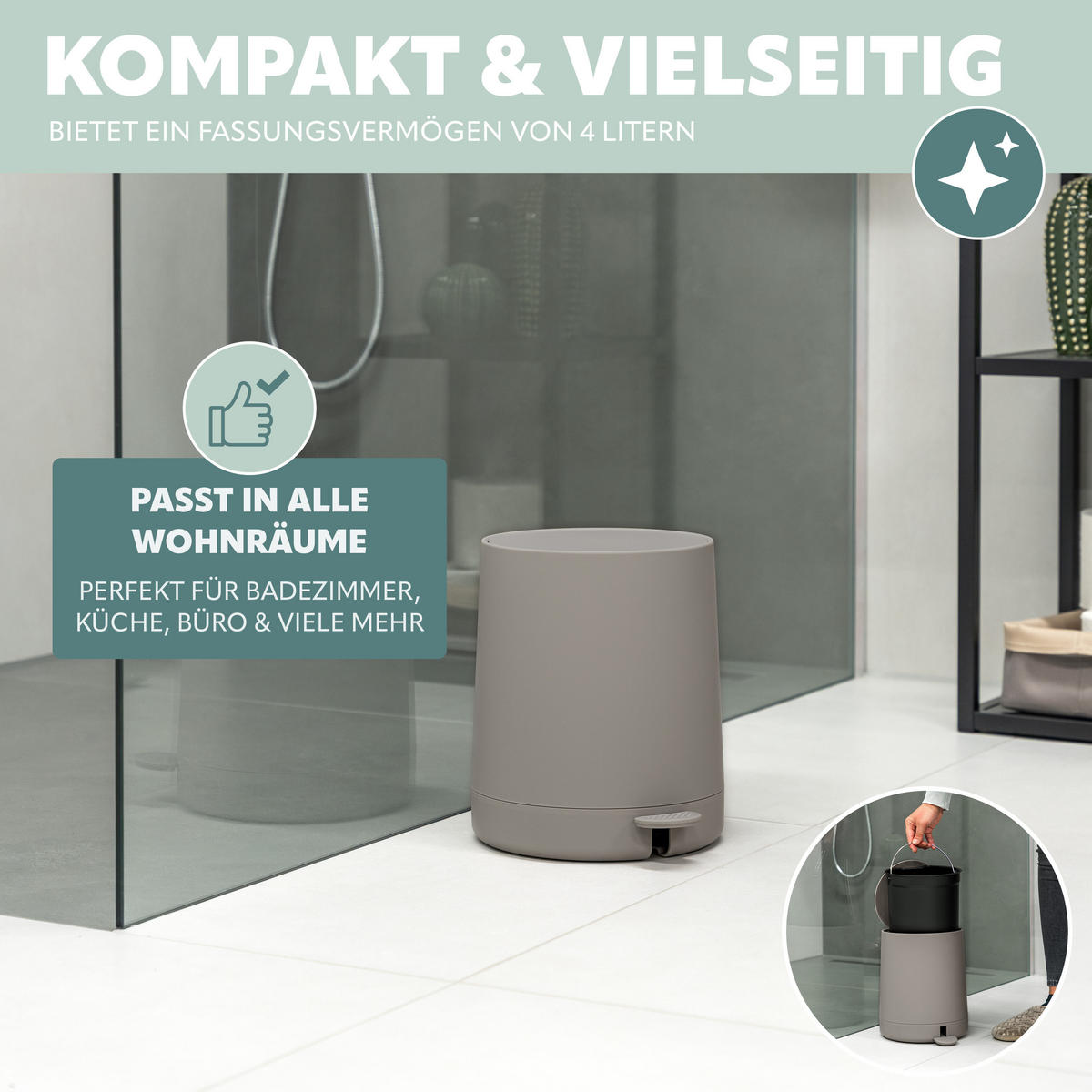 BAD-ACCESSOIRES-SET TESERO, Soft-Touch, braun - Braun, Kunststoff (22.5/25.5/25cm) - eluno