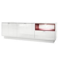 LOWBOARD Metro Einsatz in Bordeaux Hochglanz - Bordeaux, Holzwerkstoff (153/48/38cm) - Vladon
