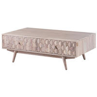 COUCHTISCH Akazie 120x70x40 weiß lackiert MOSAYK #203 - Weiß, Holz (120/70/40cm) - Massivmoebel24