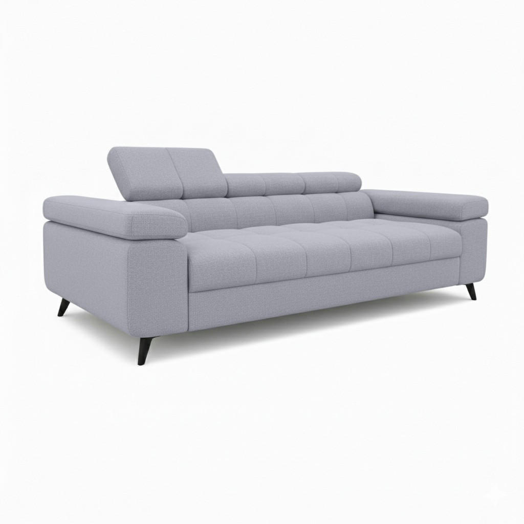 SCHLAFSOFA FJORD, 2-sitzer, verstellbarer Kopfstütze, grau - Grau, Textil (260/90/97cm) - KS Home Concept