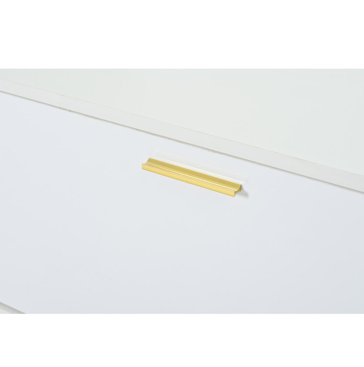 SCHUHBANK 100/38/68 cm in Weiß/Gold mit Sitzfläche, 2 Klappenfächern und Schrank - Weiß, Holzwerkstoff (100/68/38cm) - BEAOK