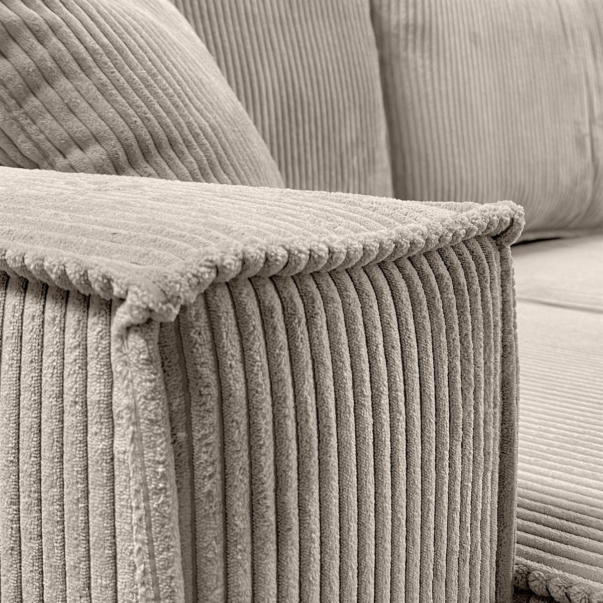 ECKSOFA Gepolstertes CARLO XL Cord mit Schlaffunktion und Bettkasten, Poso 02 - Beige, Textil (277/143cm) - Lookway