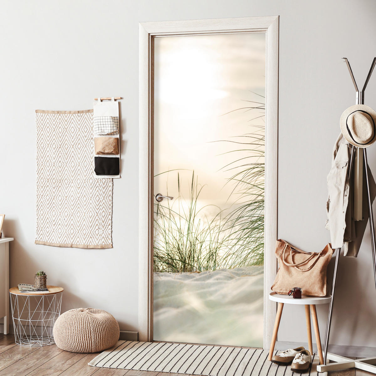 TÜRAUFKLEBER Selbstklebend - Dünen am Wattenmeer 95x235 cm - Türtapete - Sandfarben, Kunststoff (95/0.1cm) - MuchoWow