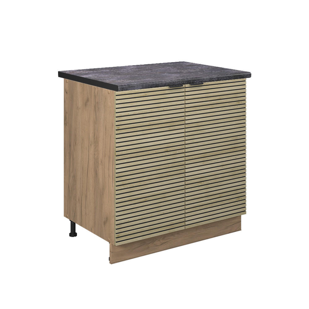 KÖKSUNDERSKÅP Fame-Line Ekpanel 80 cm med hylla, AP antracit Ekfärgad, Honungsek 82/80/60 cm
