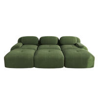 3-SITZER Sofa 298×178×75 cm Cordstoff rahmenlos modular mit 3 Hockern, grün - Grün, Textil (178/75/298cm)