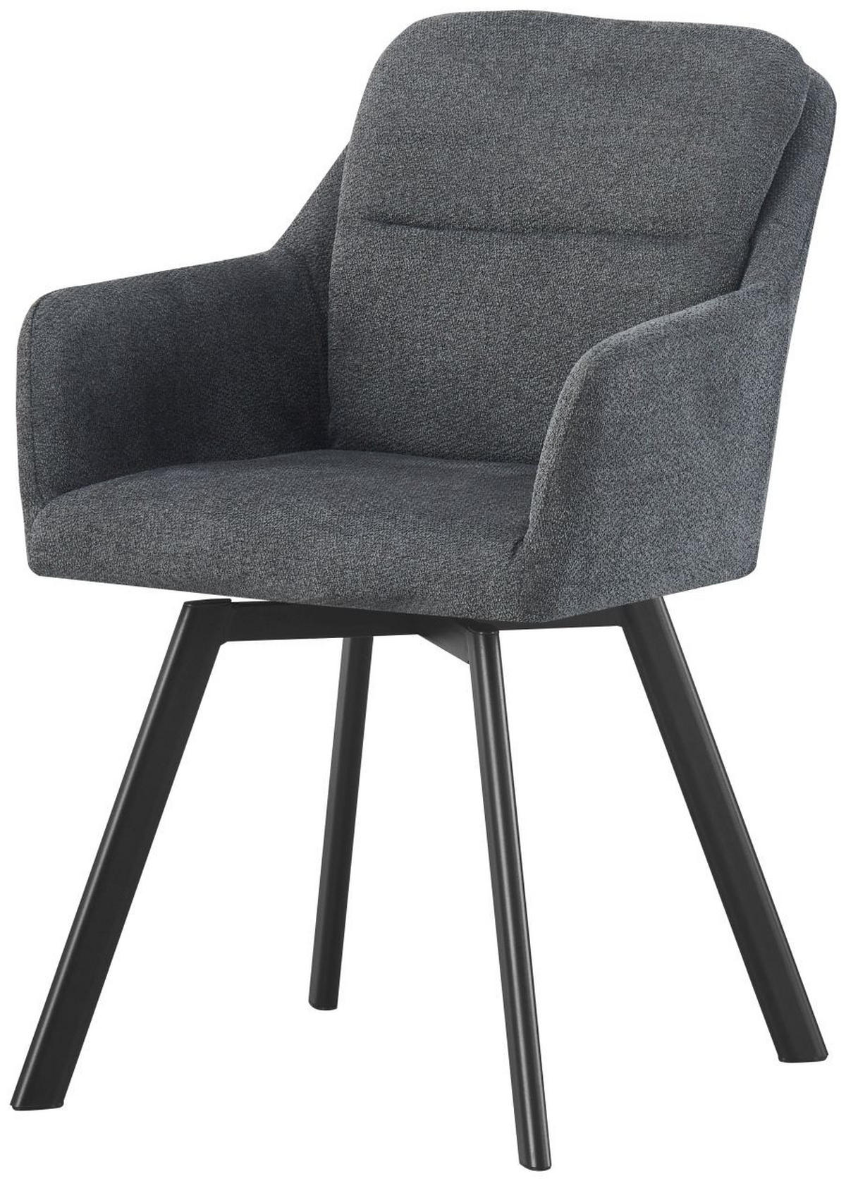 ARMLEHNENSTUHL Sophie anthrazit 2er Set - Anthrazit/Schwarz, Textil/Metall (53/87/62cm) - Xonox