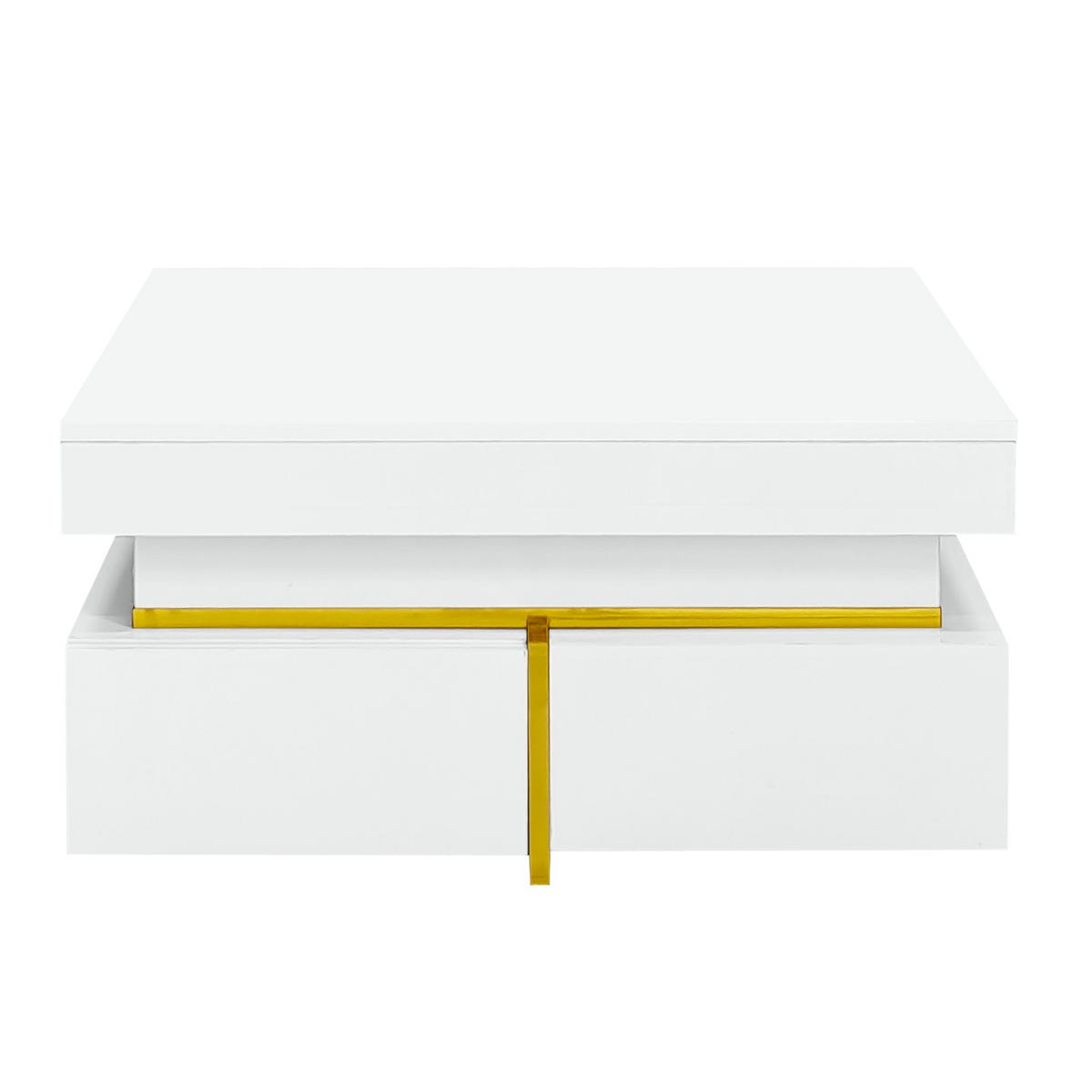 COUCHTISCH mit 2 Schubladen 70 x 70 cm Hochglanz Weiß - Weiß, Holzwerkstoff (70/70/35.5cm) - Meubliv