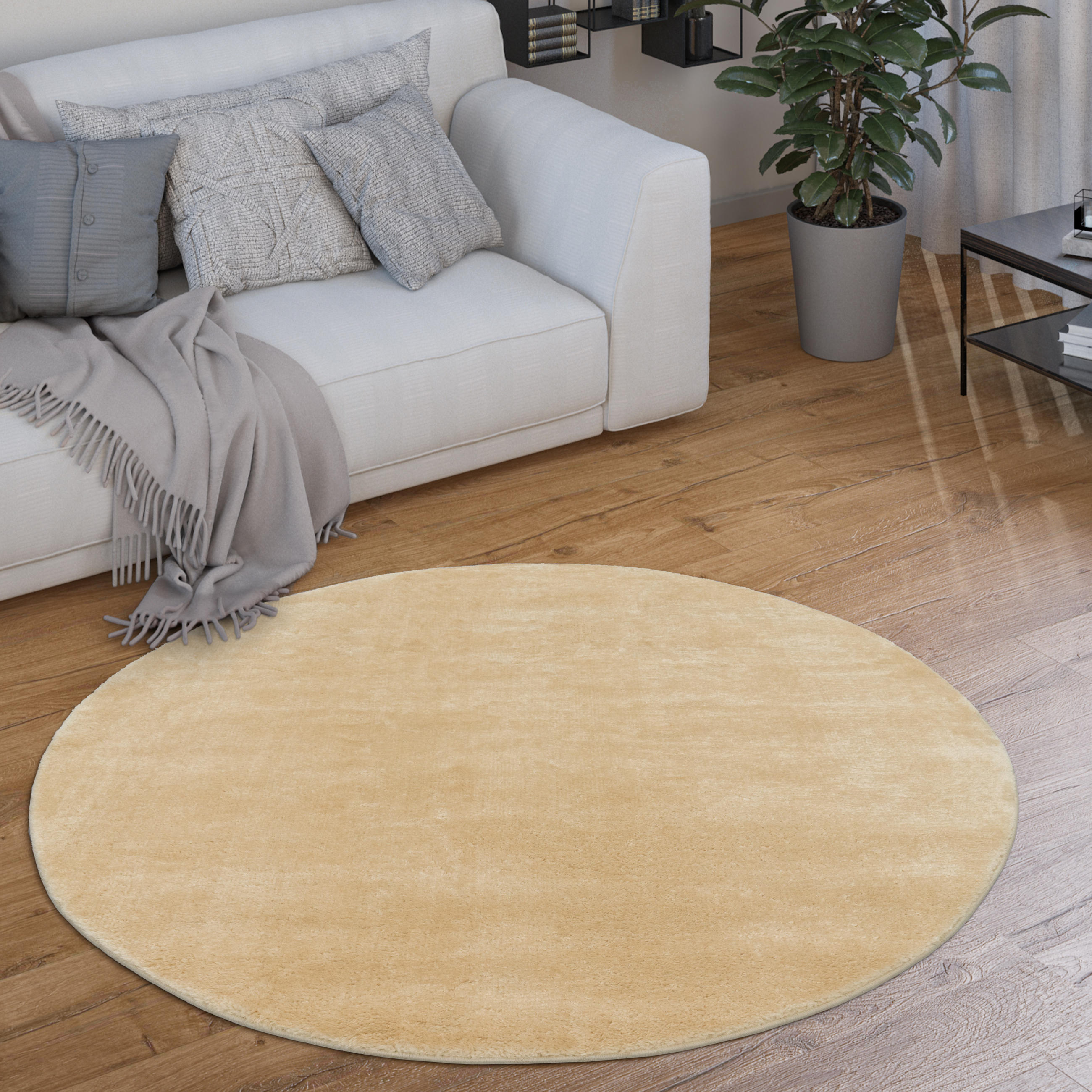 KURZFLORTEPPICH 200/200 cm Cadiz 630 - Beige, Textil (200/200cm) - Paco Home