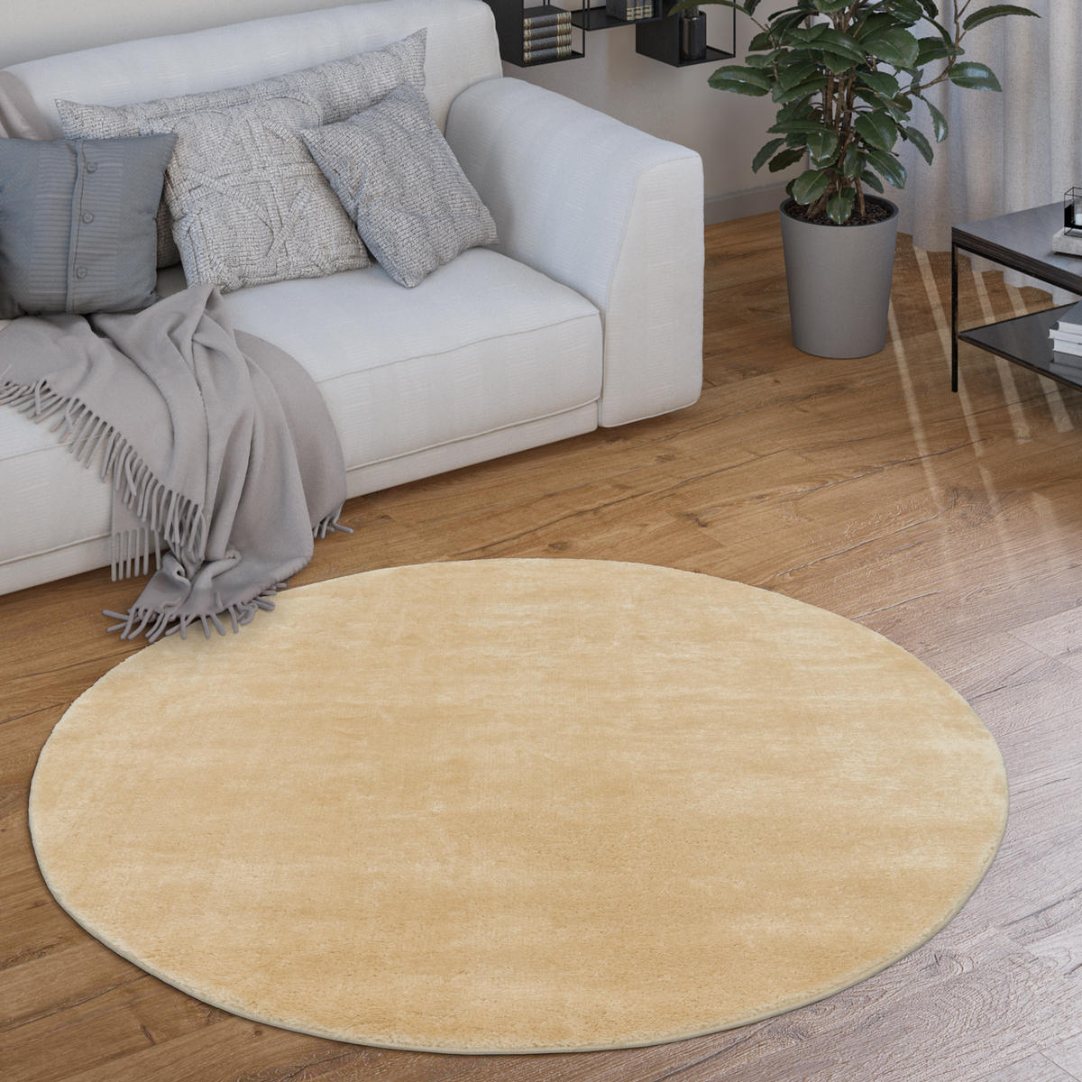 KURZFLORTEPPICH 200/200 cm Cadiz 630 - Beige, Textil (200/200cm) - Paco Home